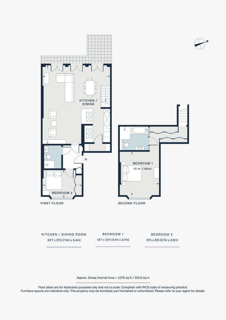 2 bedroom flat to rent - floorplan