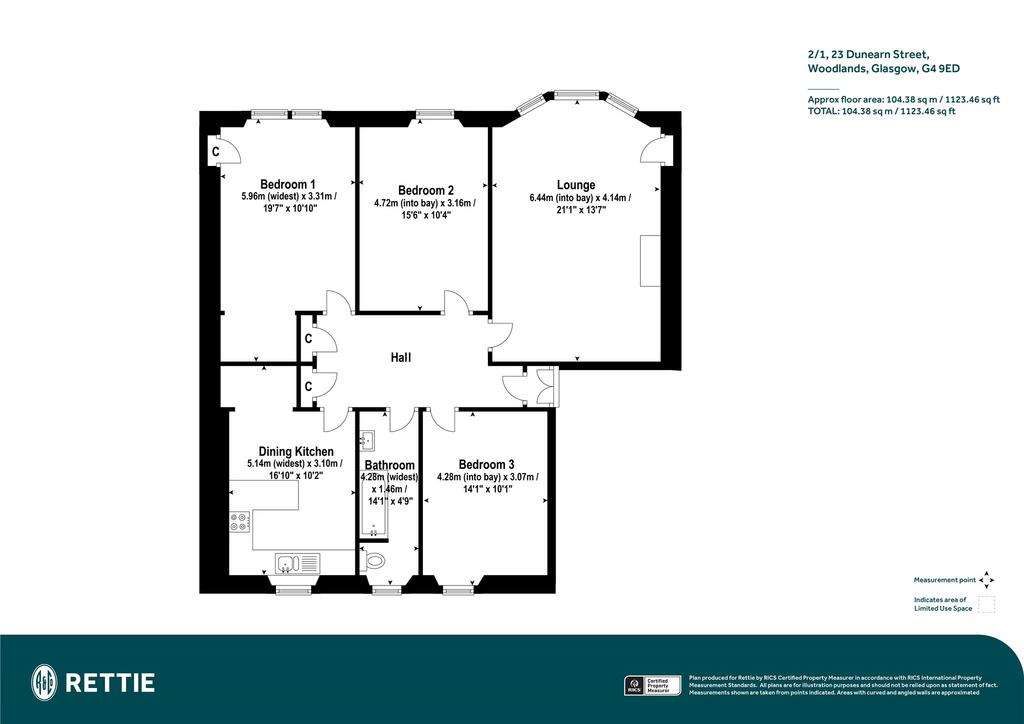 3 bedroom flat for sale - floorplan