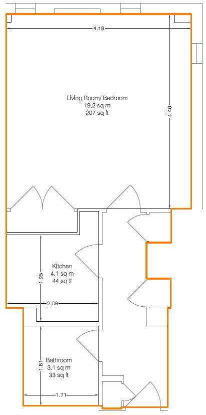 Studio flat to rent - floorplan