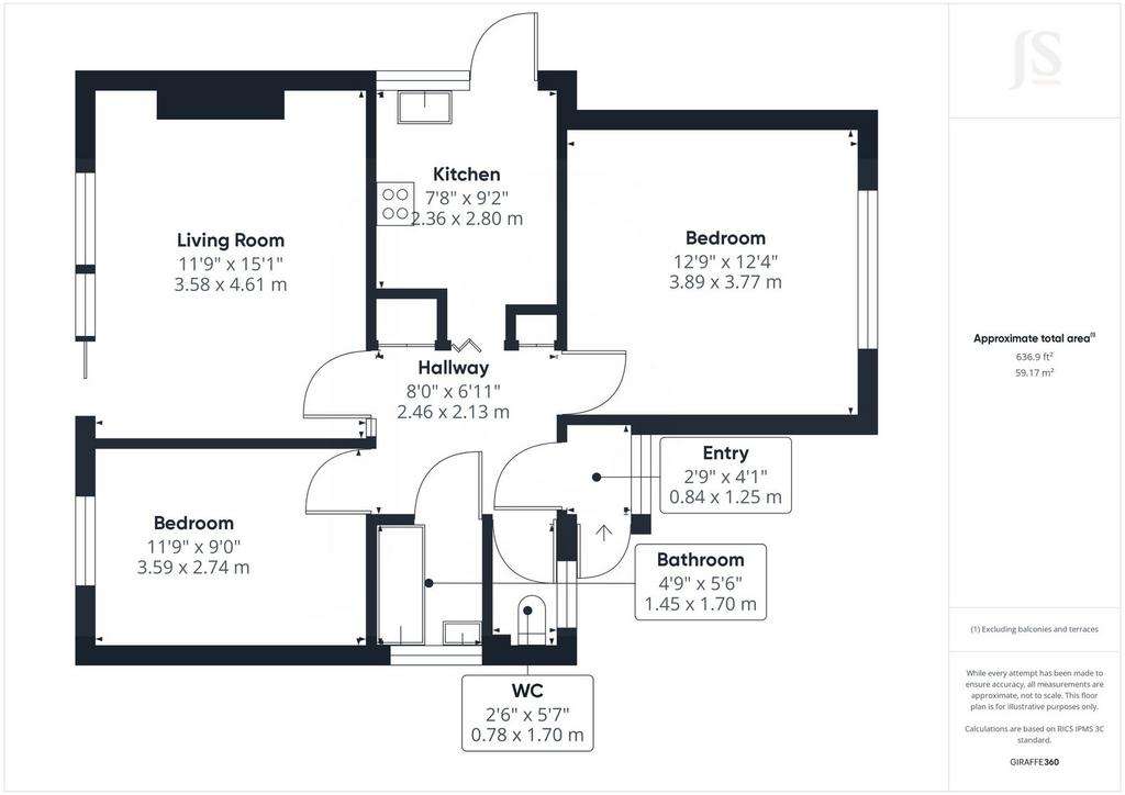 2 bedroom detached bungalow for sale - floorplan