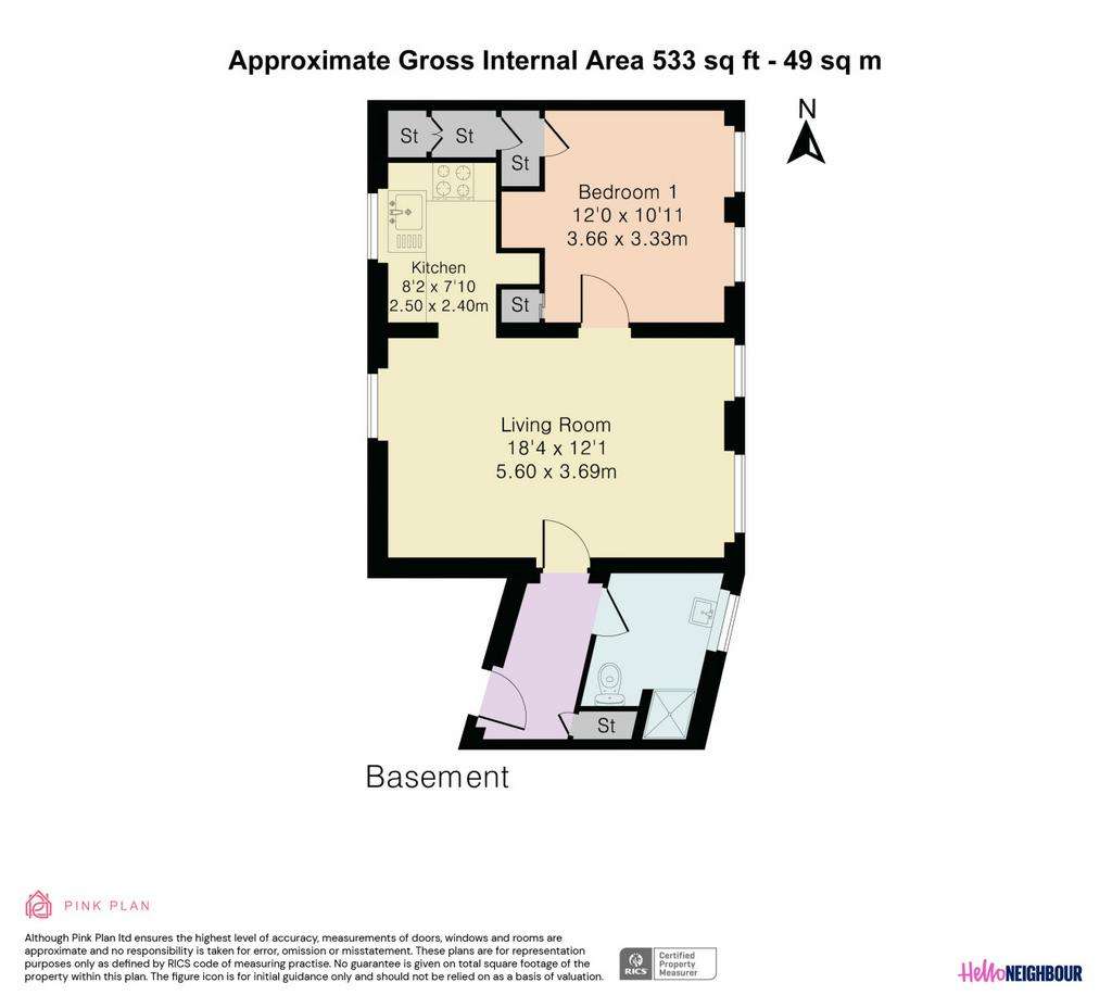 1 bedroom flat to rent - floorplan