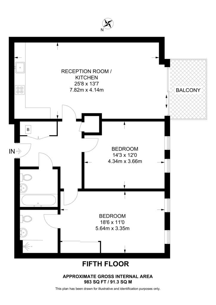 2 bedroom flat to rent - floorplan