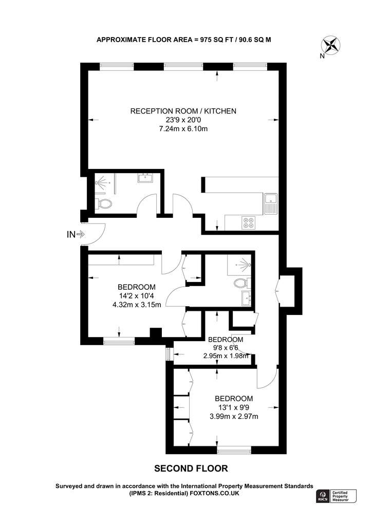 3 bedroom flat to rent - floorplan