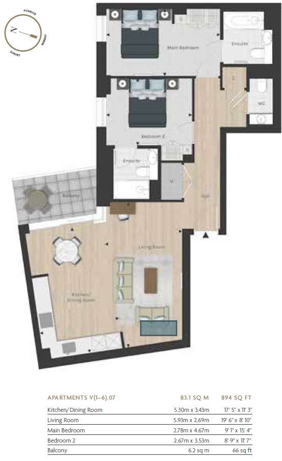 2 bedroom flat to rent - floorplan