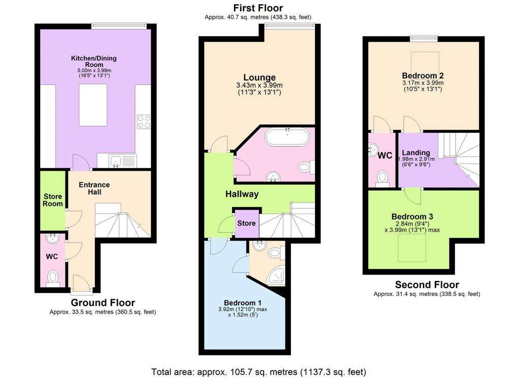 3 bedroom terraced house to rent - floorplan