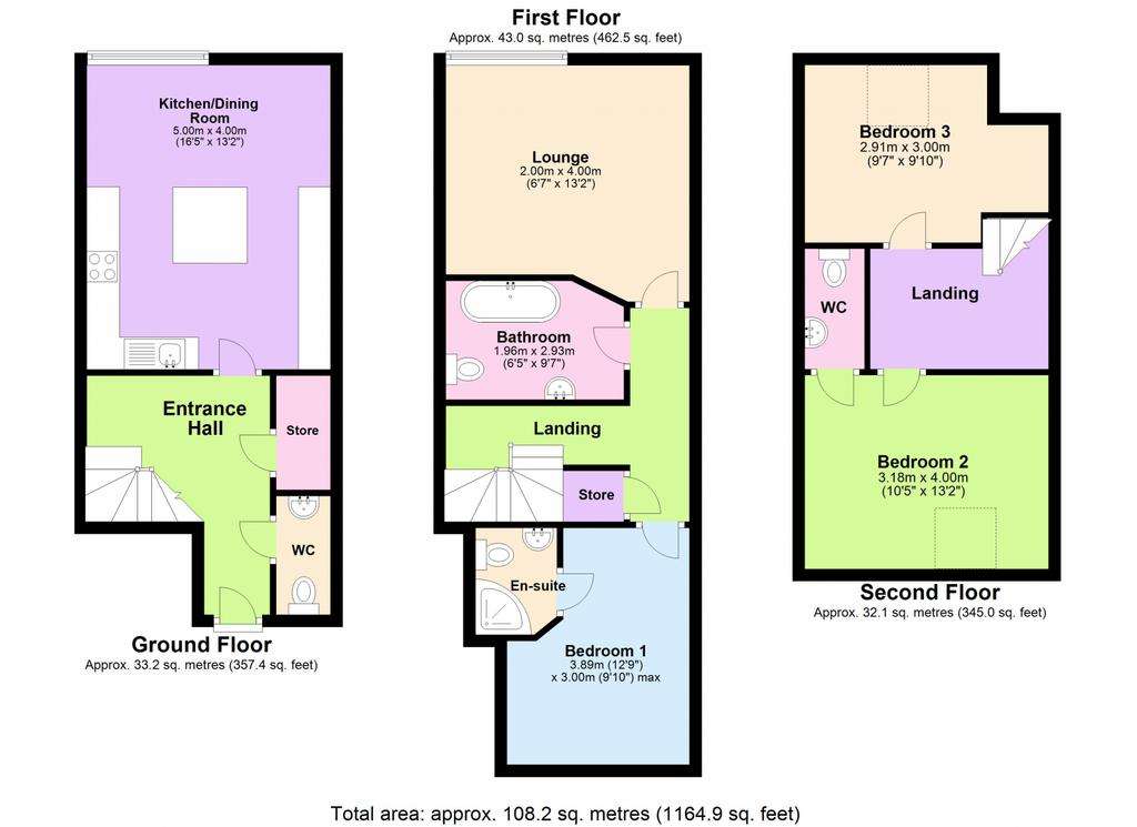 3 bedroom terraced house to rent - floorplan