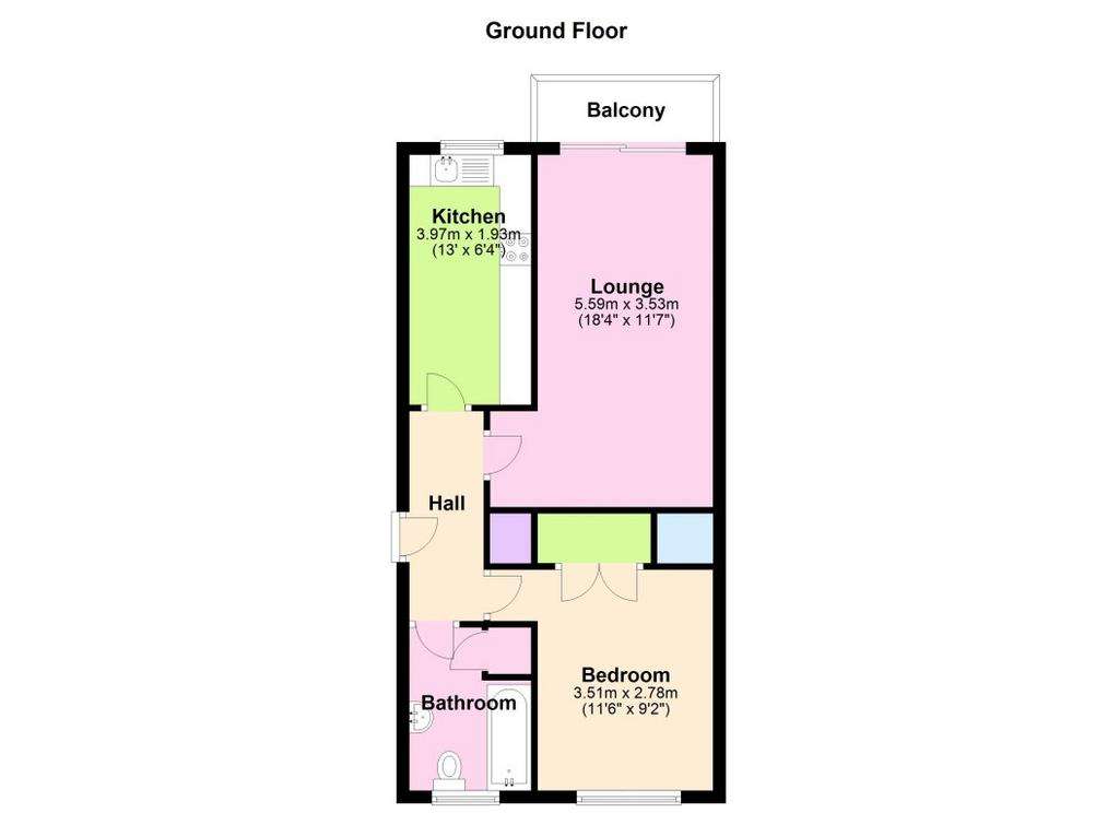 1 bedroom flat to rent - floorplan