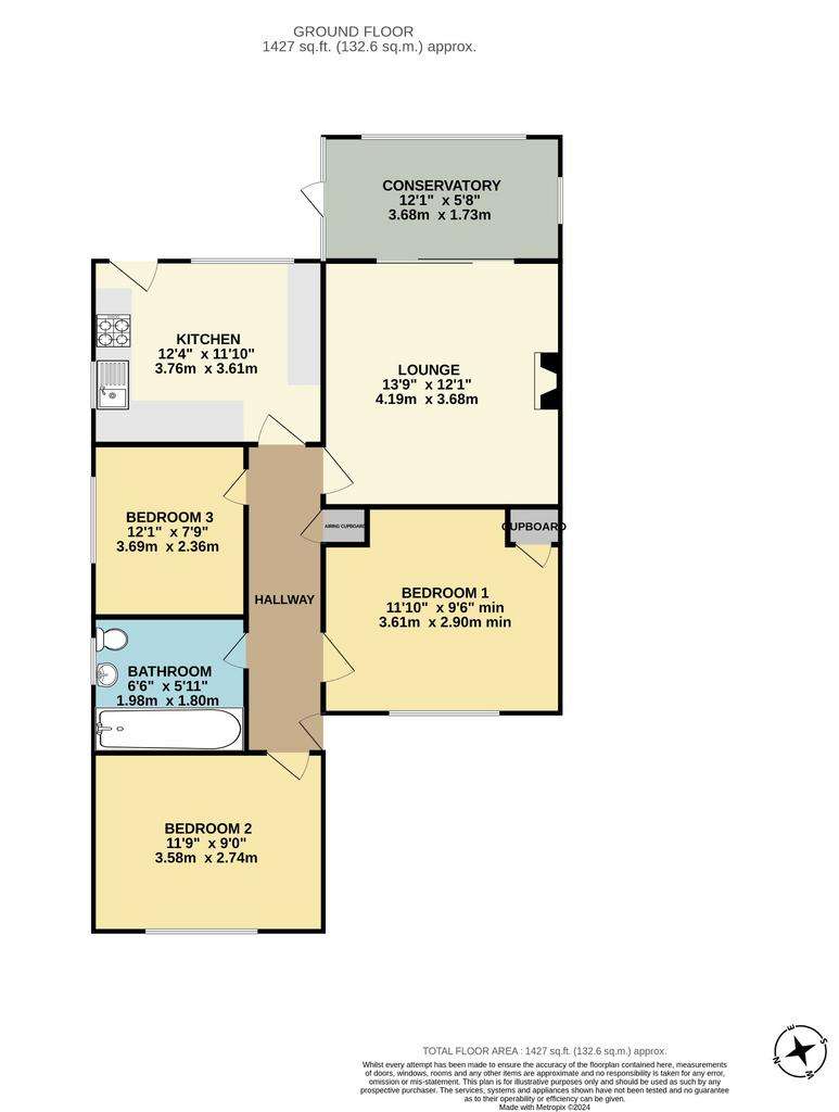 3 bedroom semi-detached bungalow for sale - floorplan