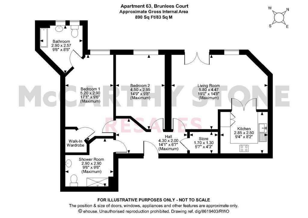 2 bedroom flat for sale - floorplan