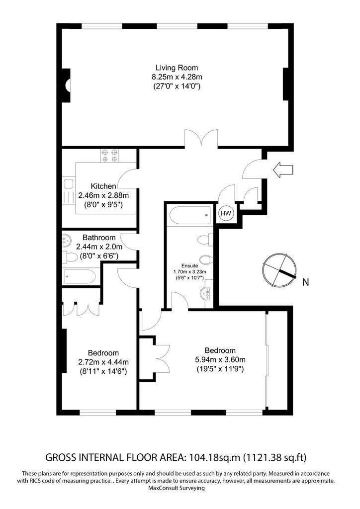 2 bedroom flat to rent - floorplan