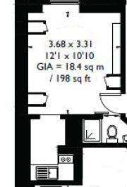 Studio flat to rent - floorplan