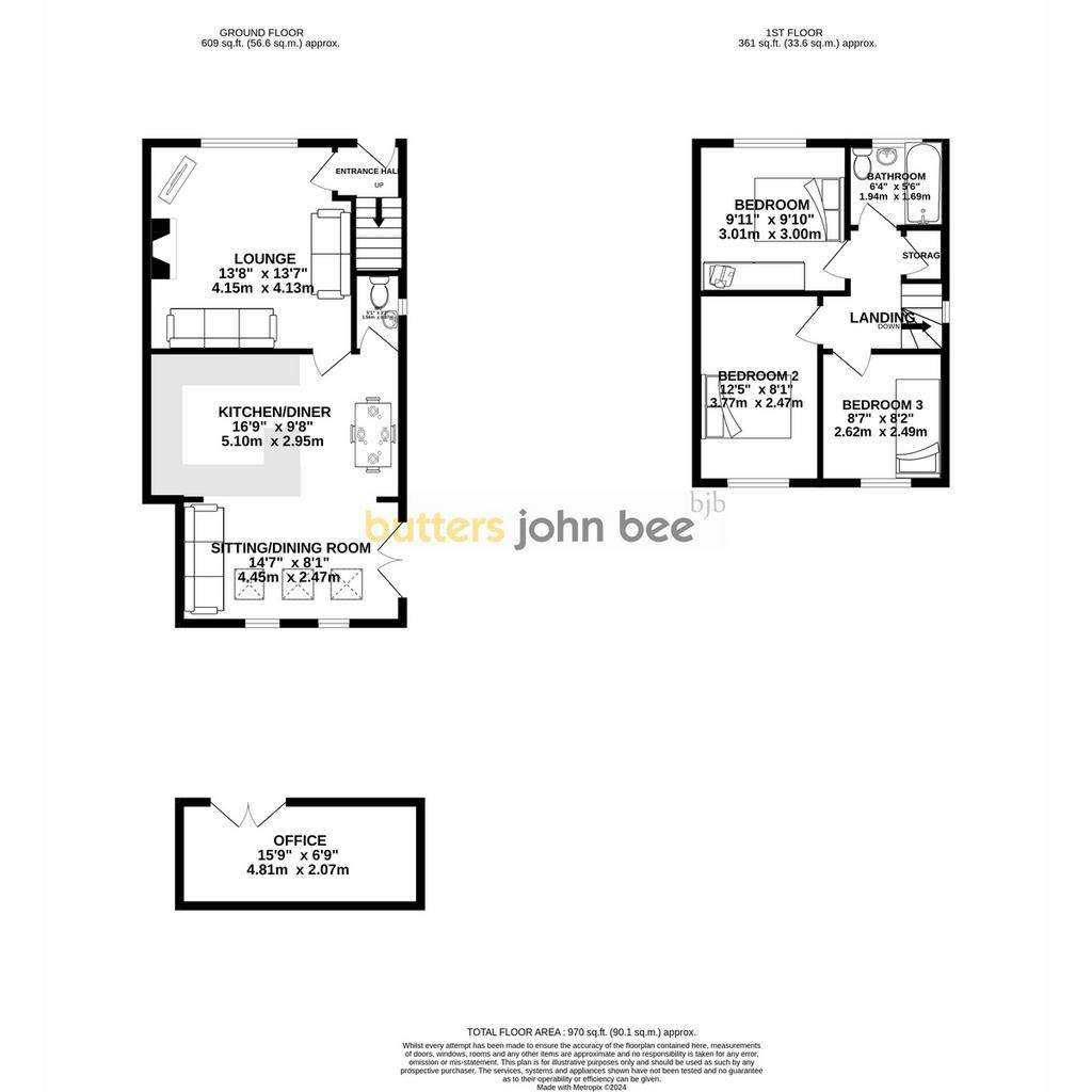 3 bedroom semi-detached house for sale - floorplan