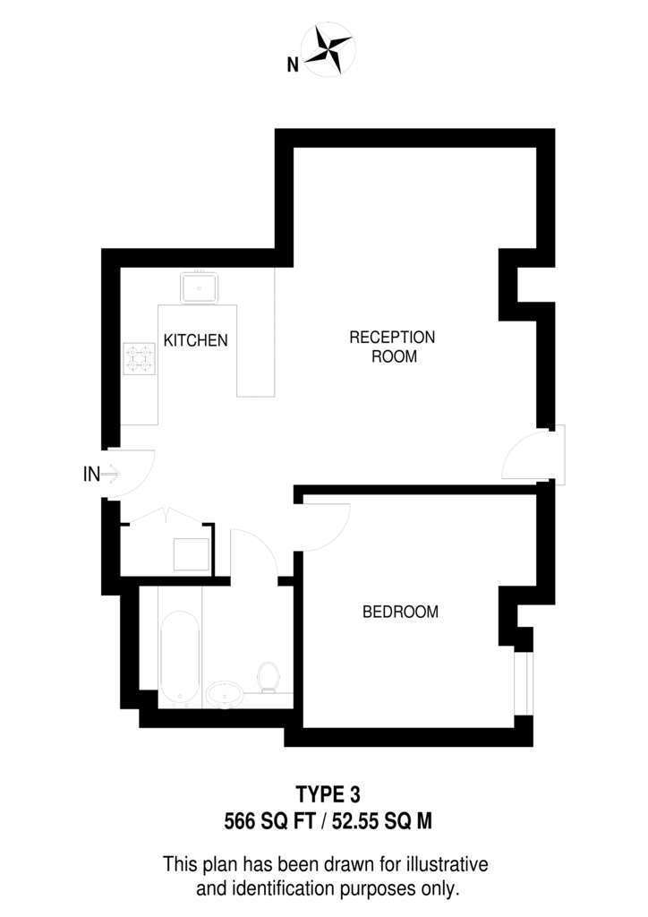 1 bedroom flat to rent - floorplan