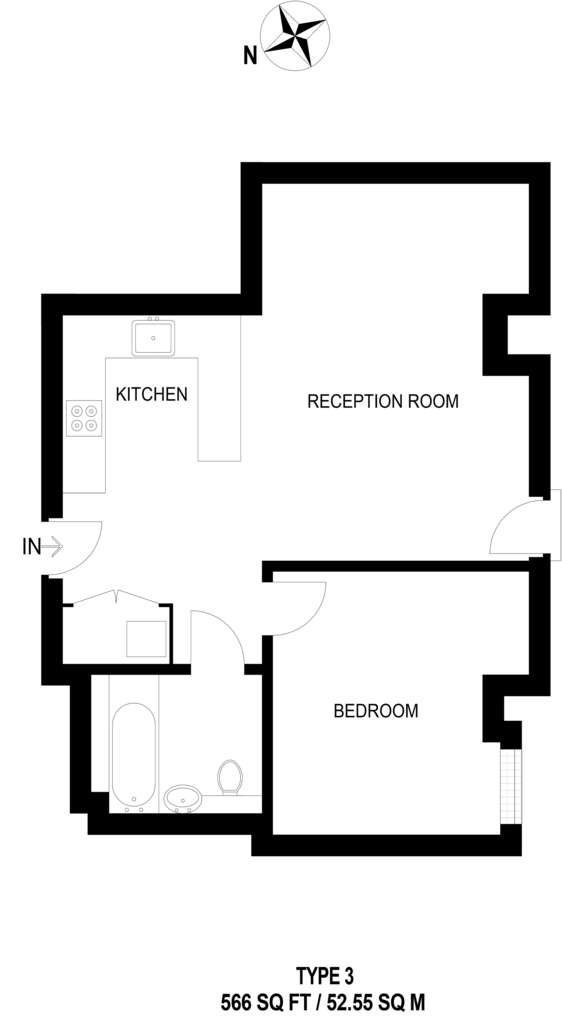 1 bedroom flat to rent - floorplan