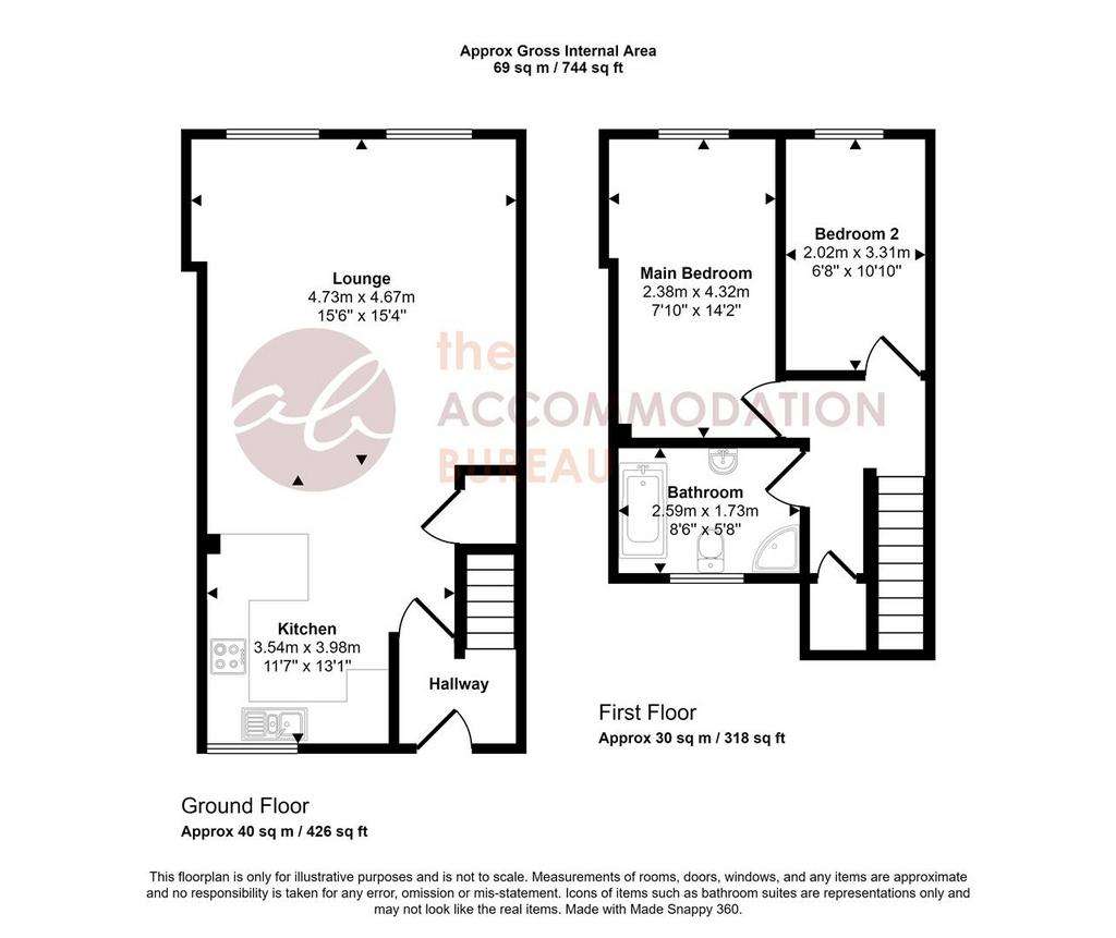 2 bedroom flat to rent - floorplan