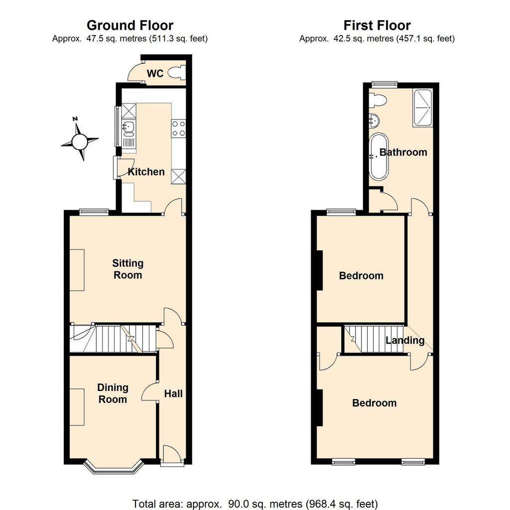 2 bedroom semi-detached house to rent - floorplan