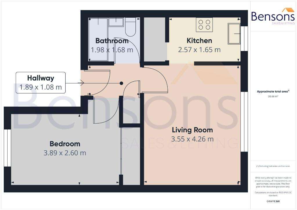 1 bedroom flat to rent - floorplan