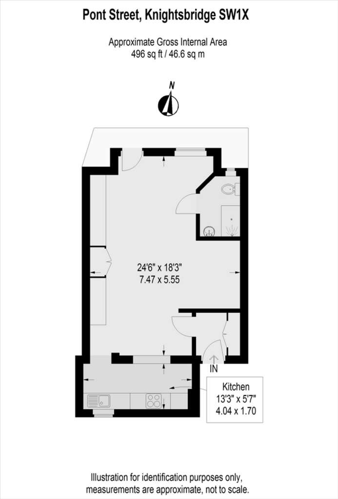 Studio flat to rent - floorplan