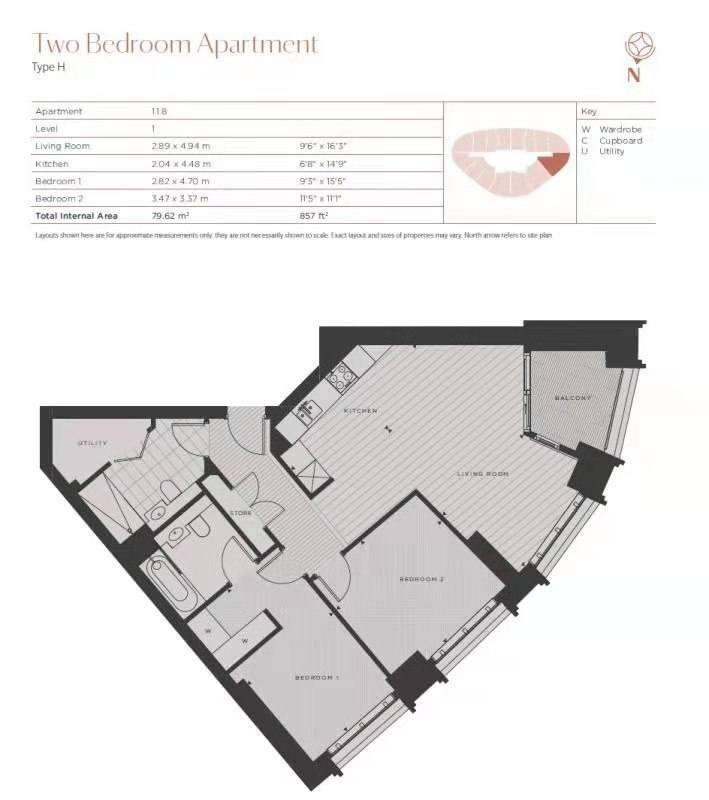 2 bedroom flat to rent - floorplan