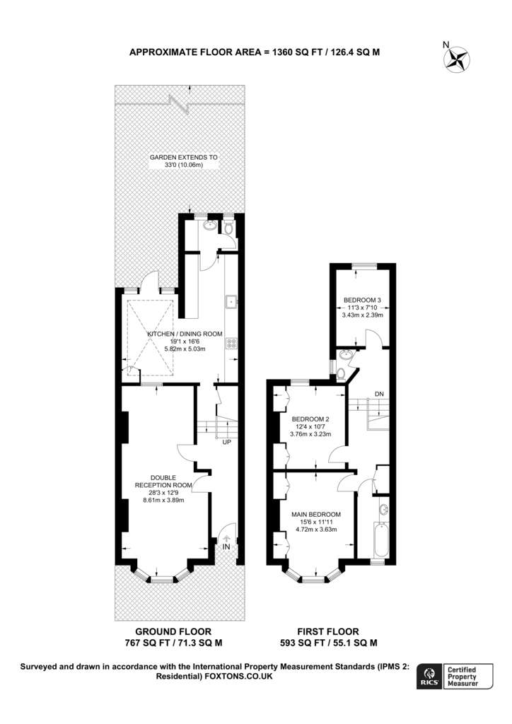 3 bedroom terraced house to rent - floorplan