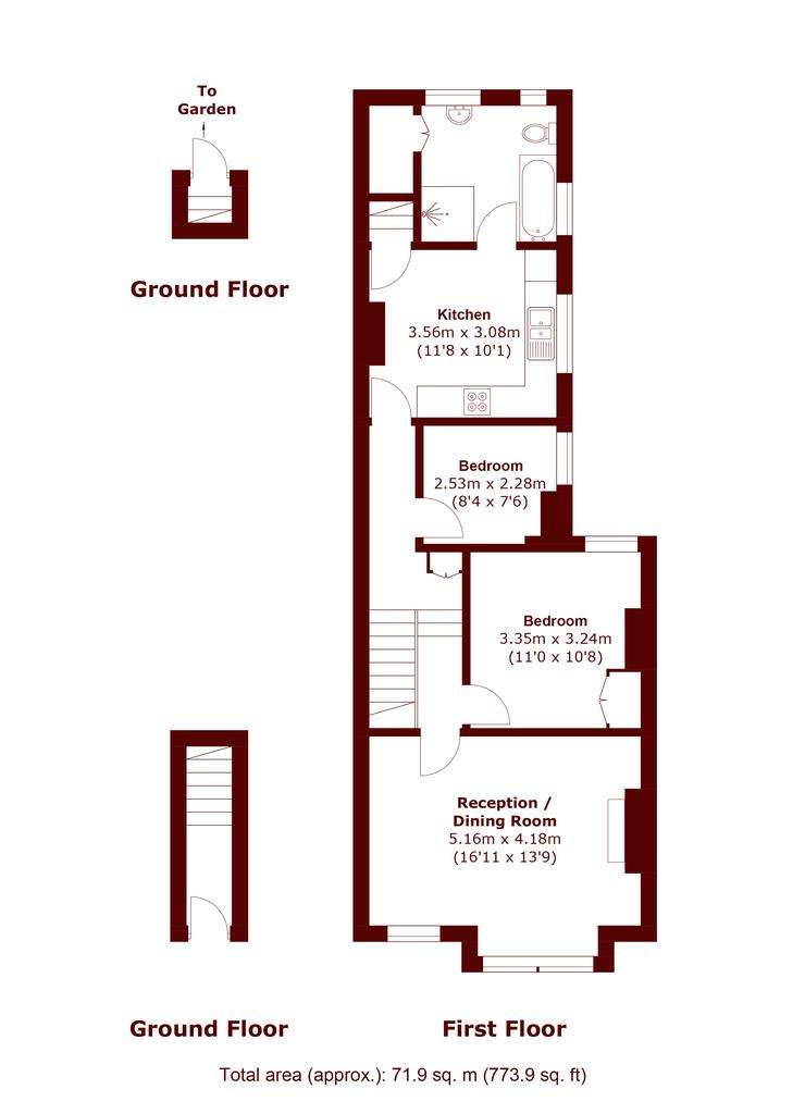 2 bedroom maisonette to rent - floorplan