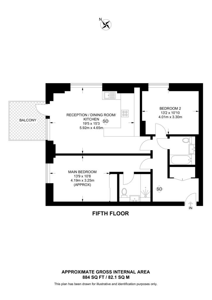 2 bedroom flat to rent - floorplan