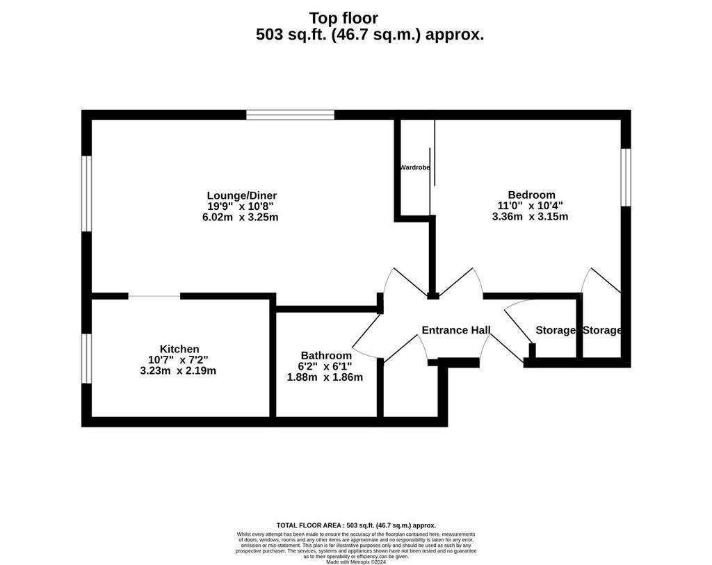 1 bedroom flat for sale - floorplan