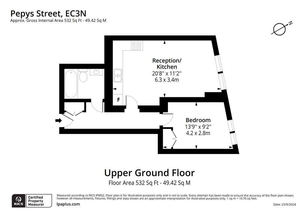 1 bedroom flat to rent - floorplan