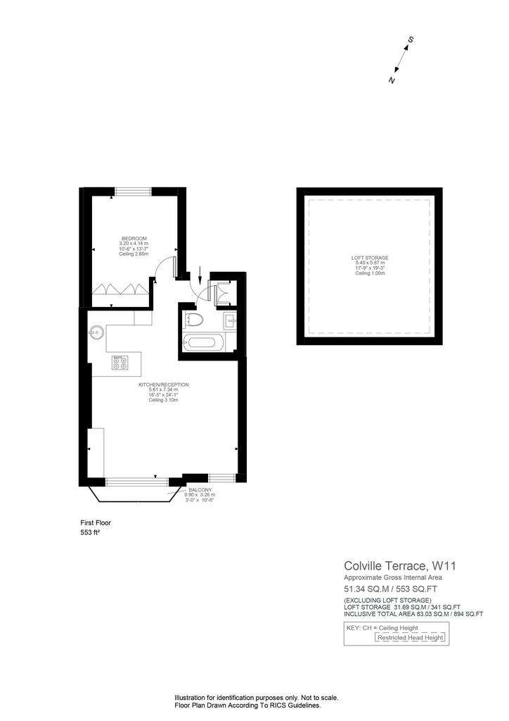 1 bedroom flat to rent - floorplan