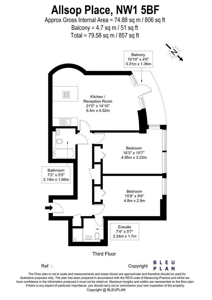 2 bedroom flat to rent - floorplan