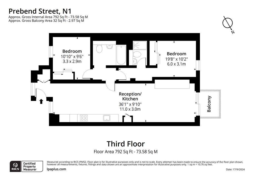 2 bedroom flat to rent - floorplan