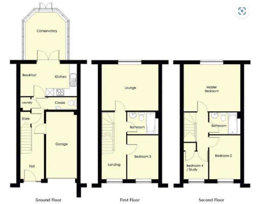 4 bedroom town house for sale - floorplan