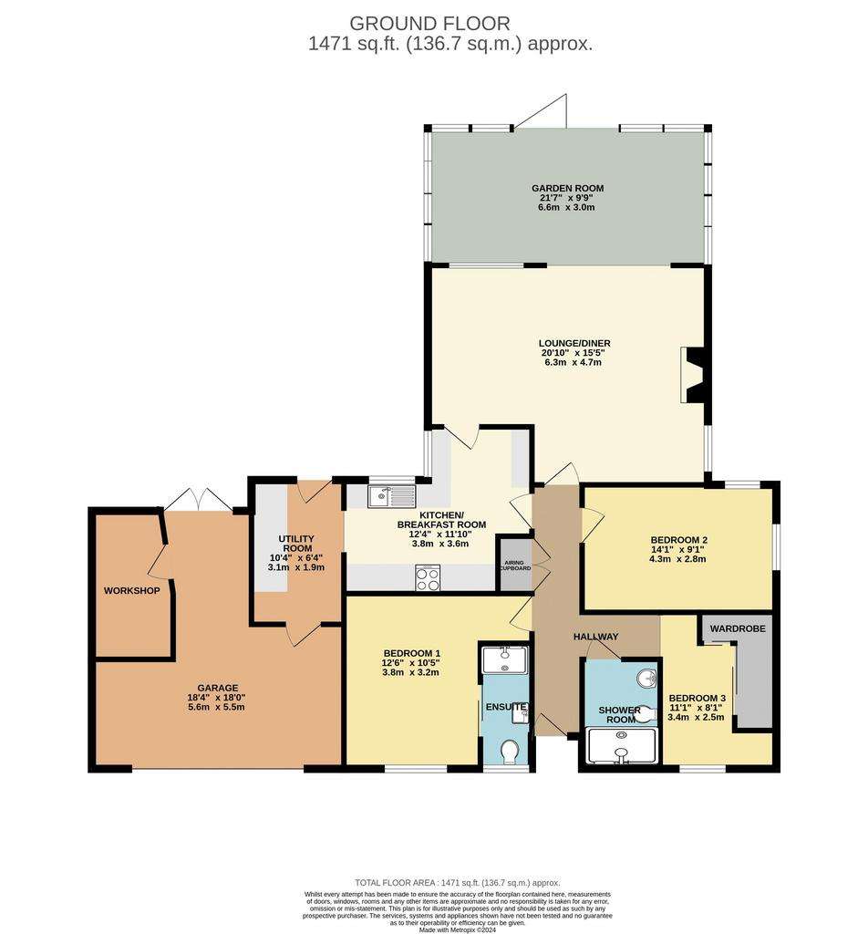 3 bedroom detached bungalow for sale - floorplan