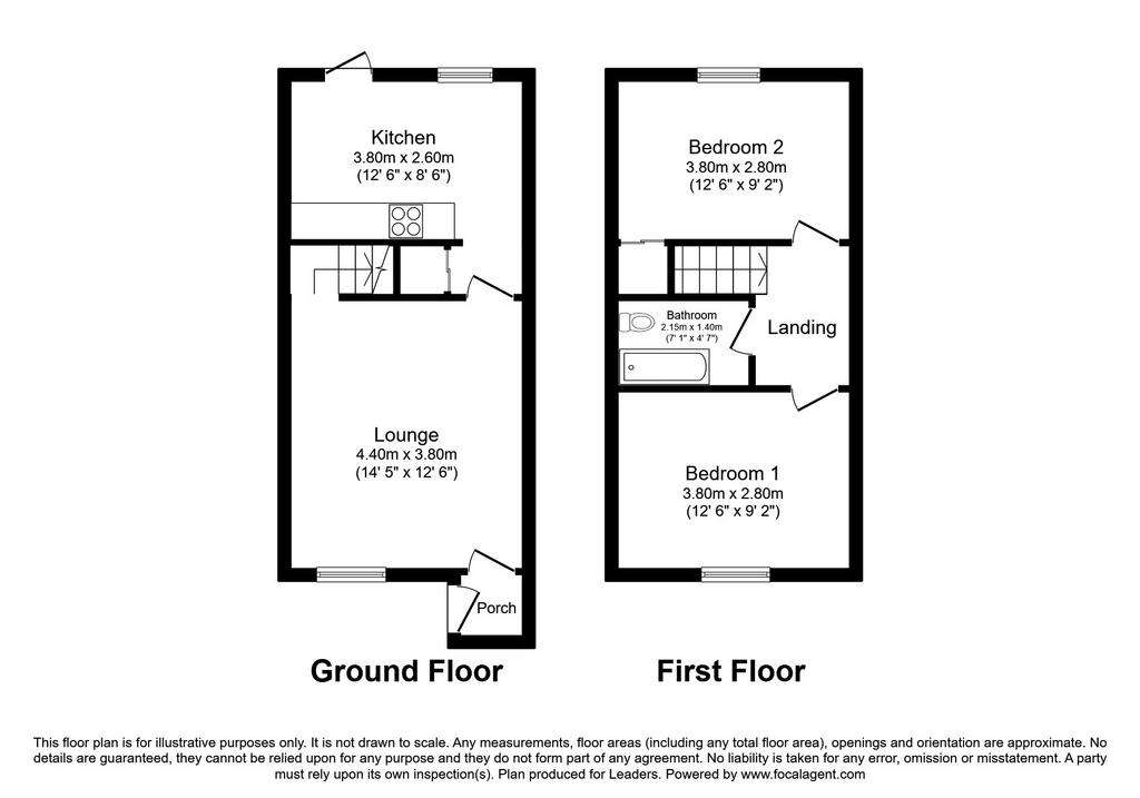 2 bedroom terraced house to rent - floorplan