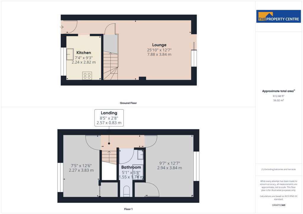 2 bedroom terraced house to rent - floorplan