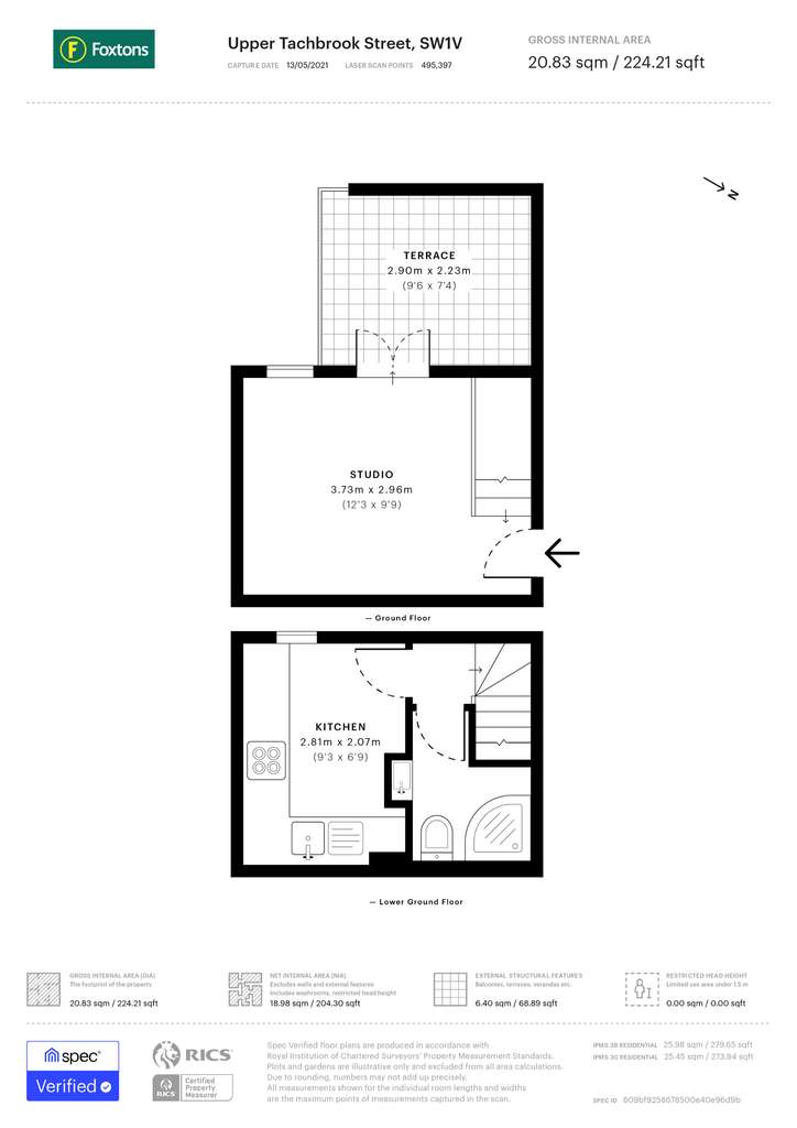 Studio flat to rent - floorplan