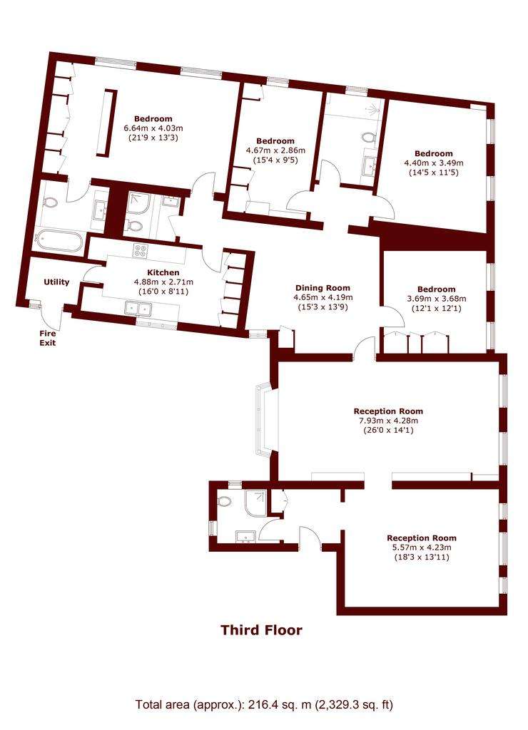 4 bedroom flat to rent - floorplan