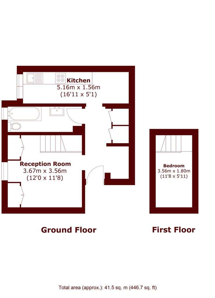 Studio flat to rent - floorplan