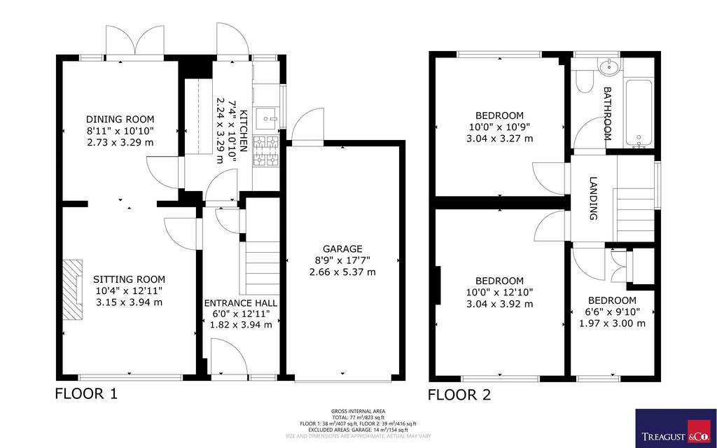 3 bedroom semi-detached house for sale - floorplan