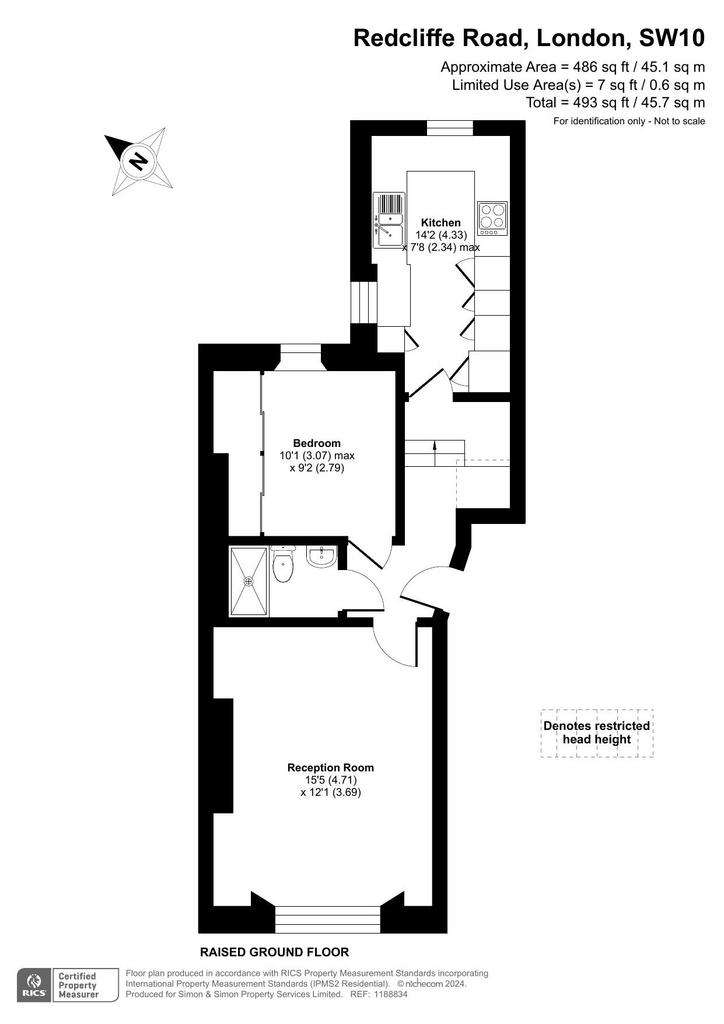 1 bedroom flat to rent - floorplan