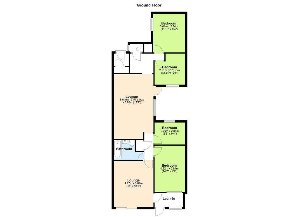 4 bedroom bungalow for sale - floorplan