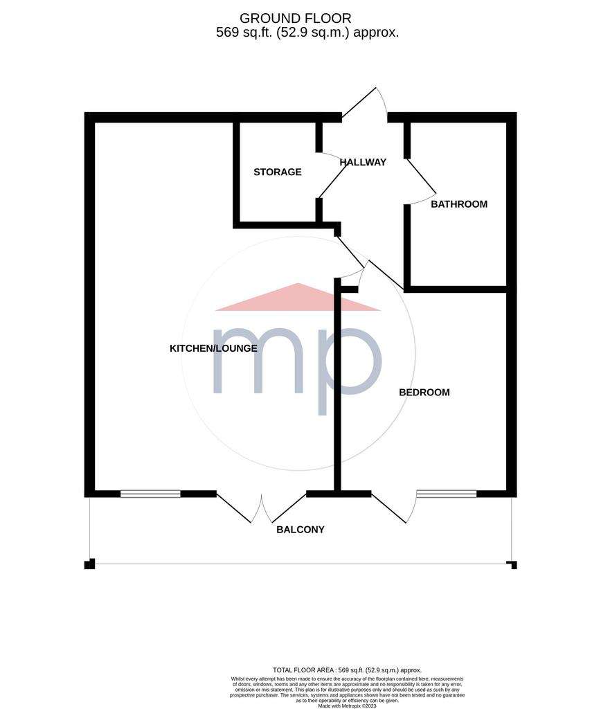 1 bedroom flat to rent - floorplan