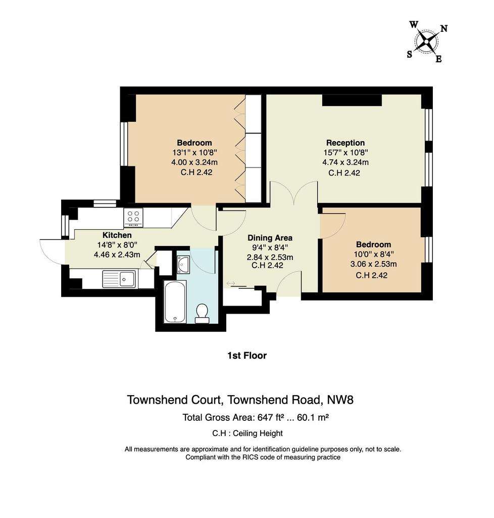 2 bedroom flat to rent - floorplan