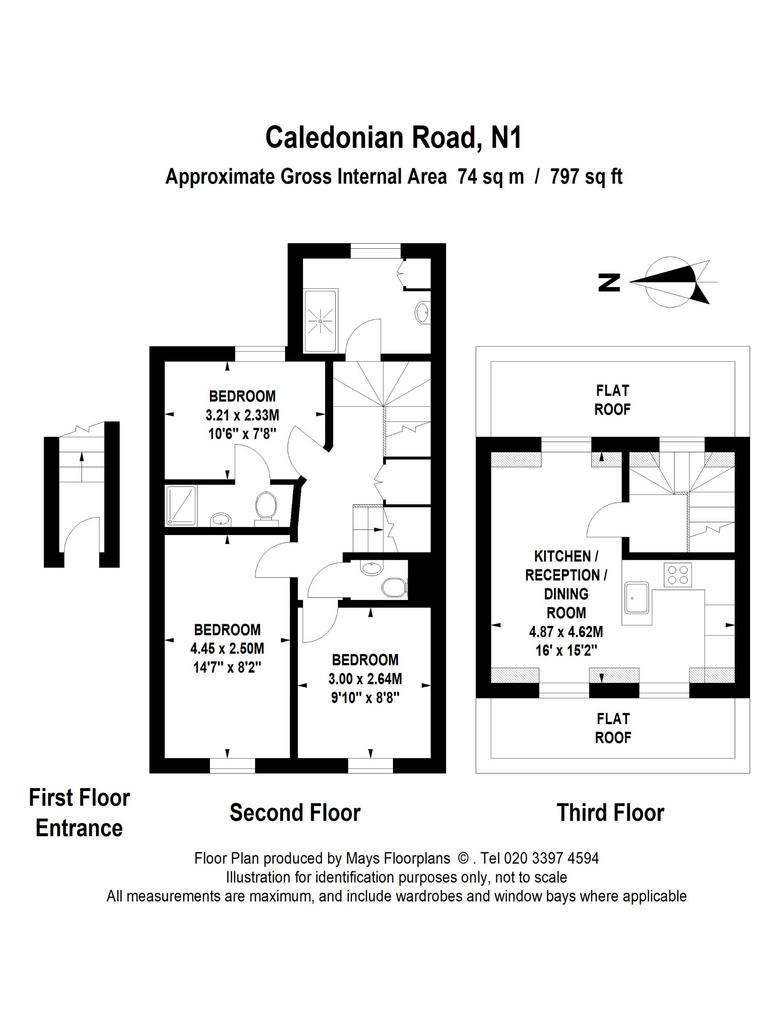 3 bedroom flat to rent - floorplan