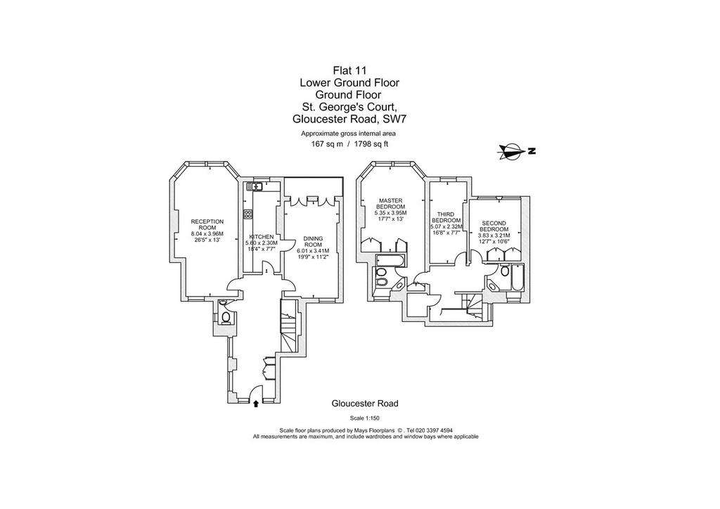 3 bedroom flat to rent - floorplan