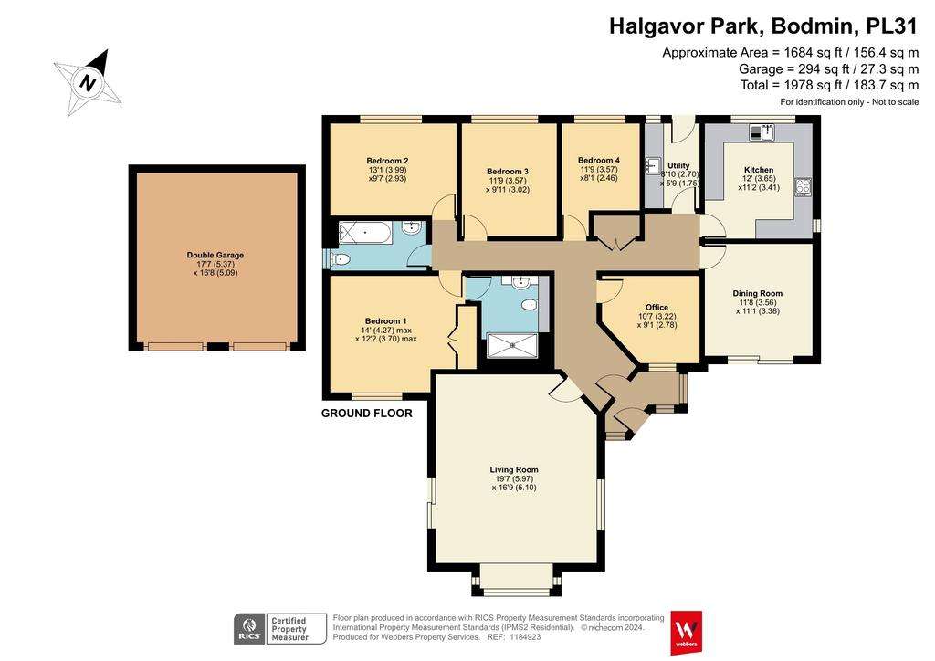 4 bedroom bungalow for sale - floorplan