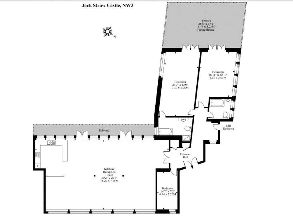 3 bedroom flat to rent - floorplan