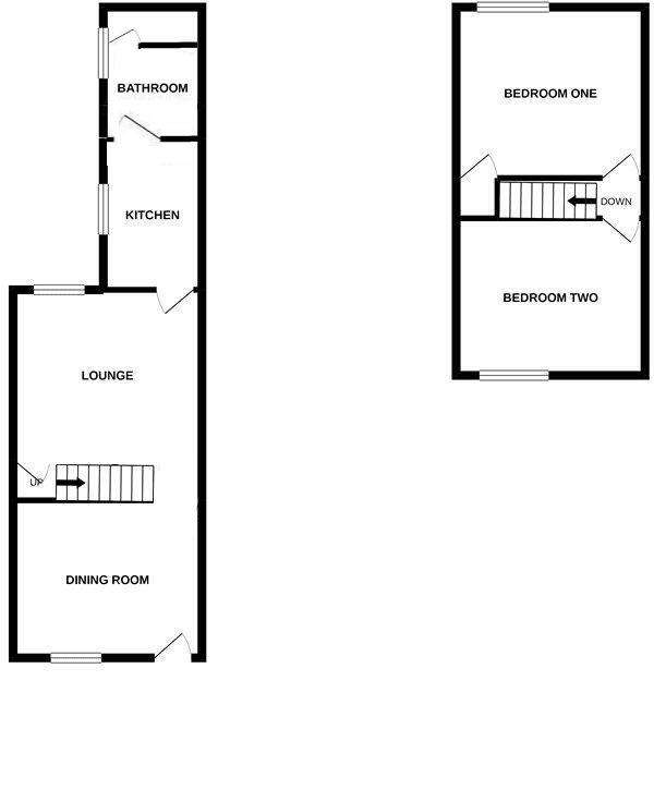 2 bedroom terraced house to rent - floorplan