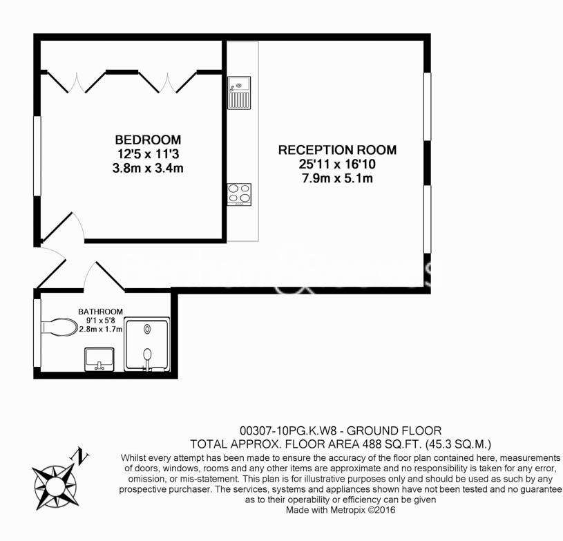 1 bedroom flat to rent - floorplan