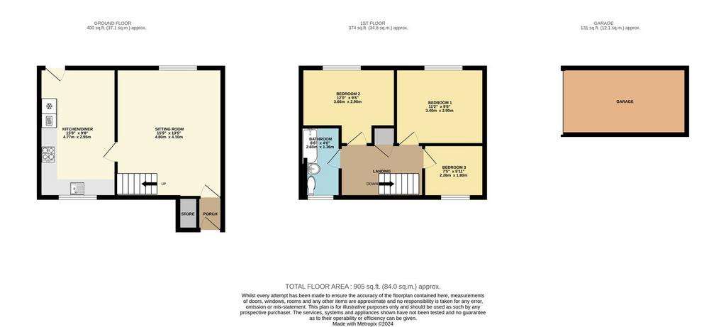 3 bedroom semi-detached house for sale - floorplan